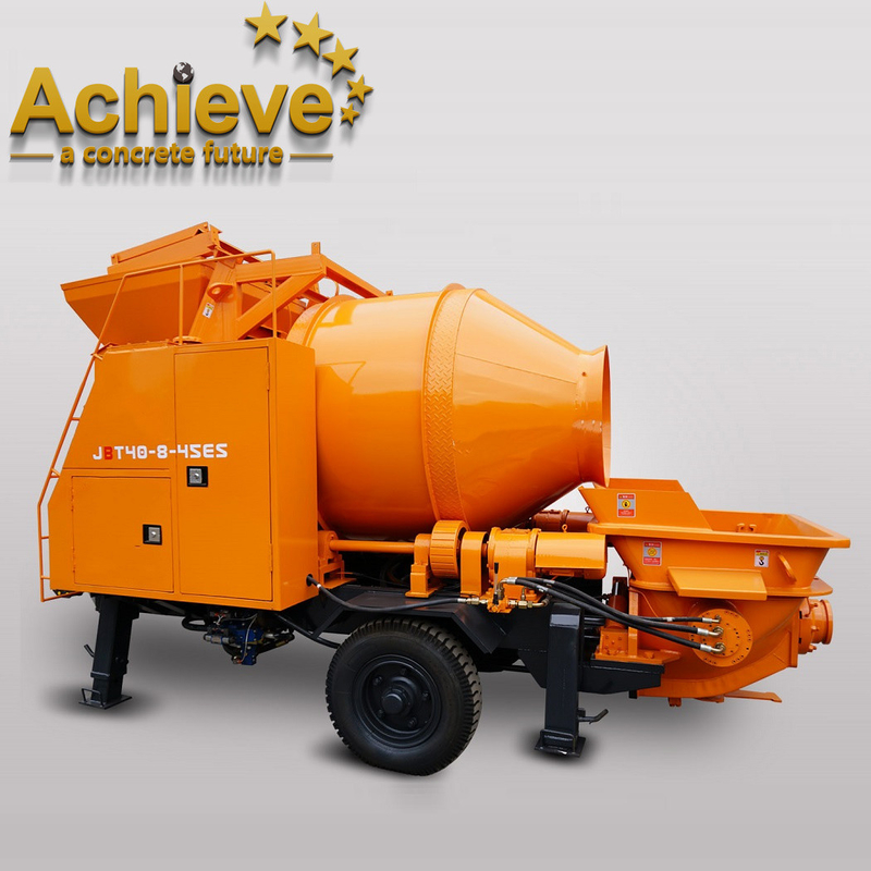 AI-40JBC Trailer NEW ปั๊มคอนกรีตแบบเคลื่อนย้ายได้ด้วยตนเองพร้อมเครื่องผสมปูนซีเมนต์ JBC40/450